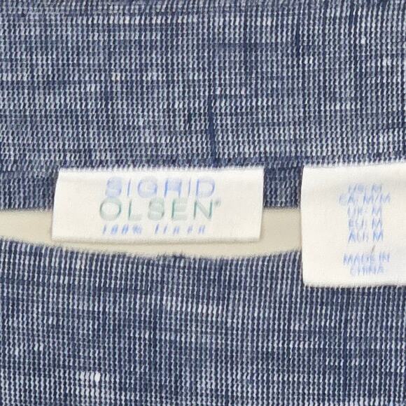 Sigrid Olsen Blue Linen Women's Pullover Top. Size Medium - Picture 5 of 6